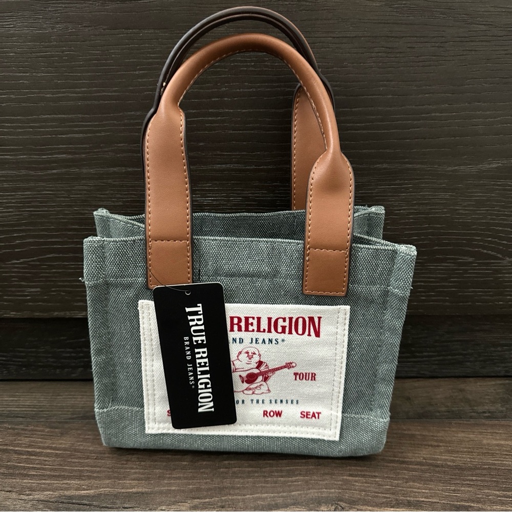 TRUE RELIGION MINI LOGO TOTE BAG- TNFN0037 - Sage